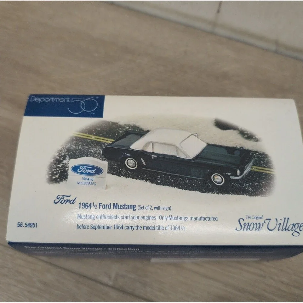 Lot Of 2 DEPT 56 1964 1/2 FORD MUSTANG 54951 CAR SNOW VILLAGE CHRISTMAS